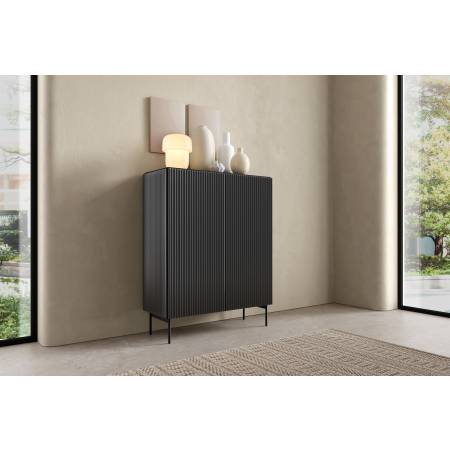 Komoda ryflowana czarna 100 cm 2-drzwiowa MIGEL